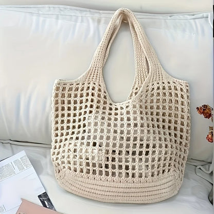 Crochet Tote Bag – Large Capacity Hollow Woven Shoulder Bag