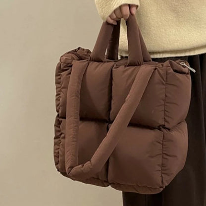 Puffer Tote Bag for Women – Large Quilted Cotton Shoulder Bag
