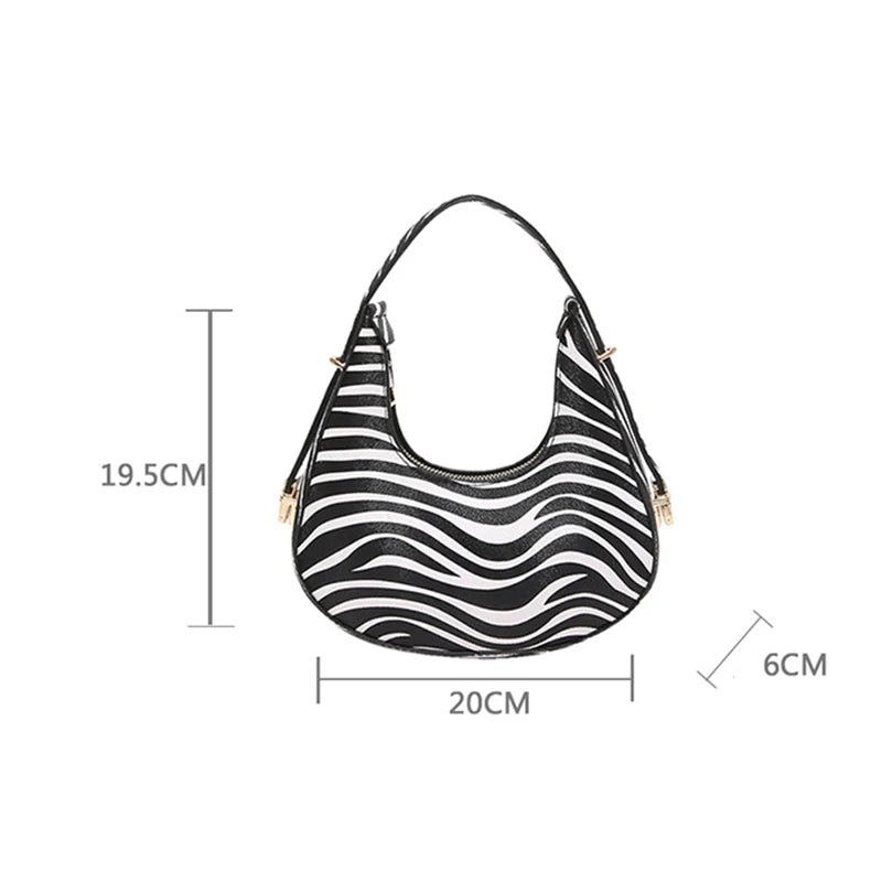 Animal Print Crescent Shoulder Bag for Women – Cow & Leopard