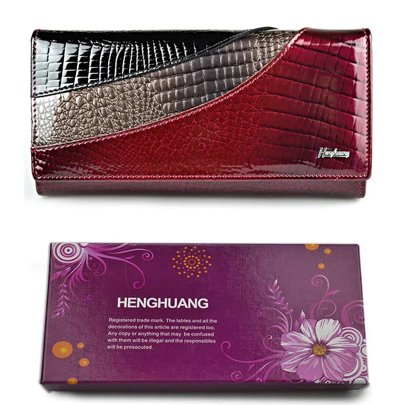 Women's Alligator Leather Long Wallet – Multi-Color Hasp Purse