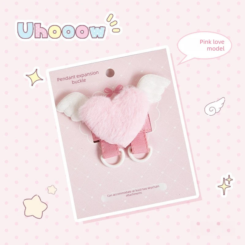 Cute Plush Keychain – Angel Wings Heart Bag Pendant & DIY Keyring
