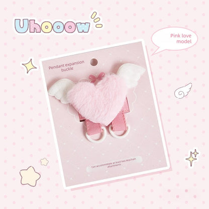 Cute Plush Keychain – Angel Wings Heart Bag Pendant & DIY Keyring