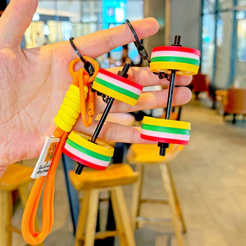 Mini Dumbbell Barbell Keychain – Fitness Bag Charm Pendant