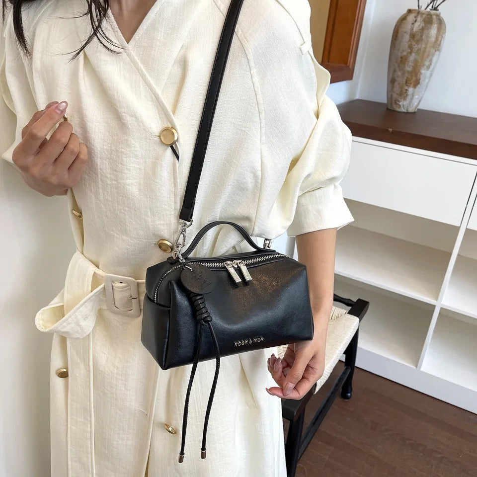 Women's PU Leather Boston Bag – Top Handle Crossbody Shoulder Bag