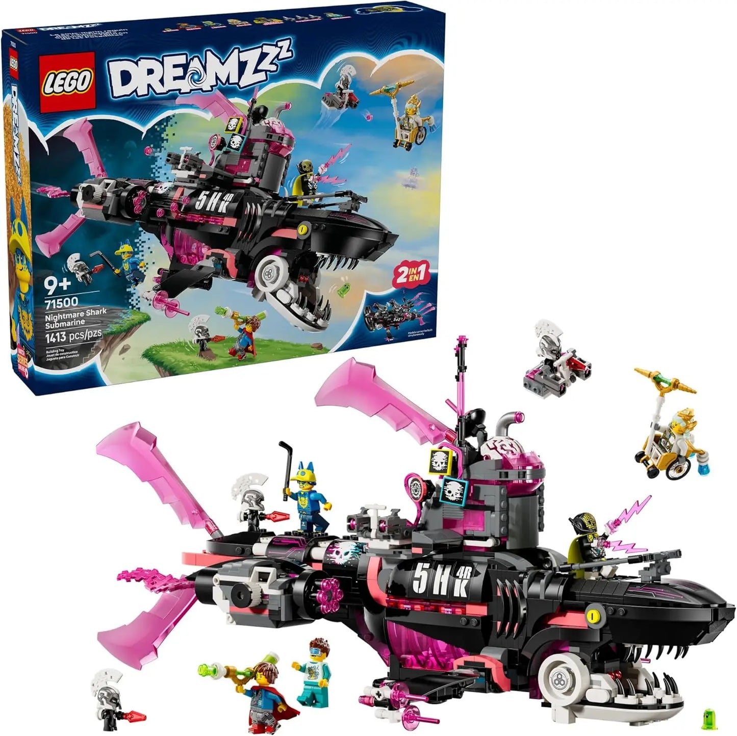 LEGO DREAMZzz 71500 Nightmare Shark Submarine – 1413-Piece 2-in-1 Building Set
