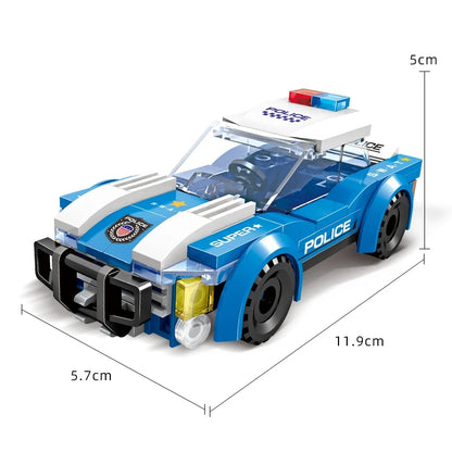 Police Car & Fire Truck Building Block Toy Set – DIY Emergency Vehicles