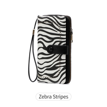 RFID Vintage Long Wallet for Women – Large Capacity Zipper Clutch
