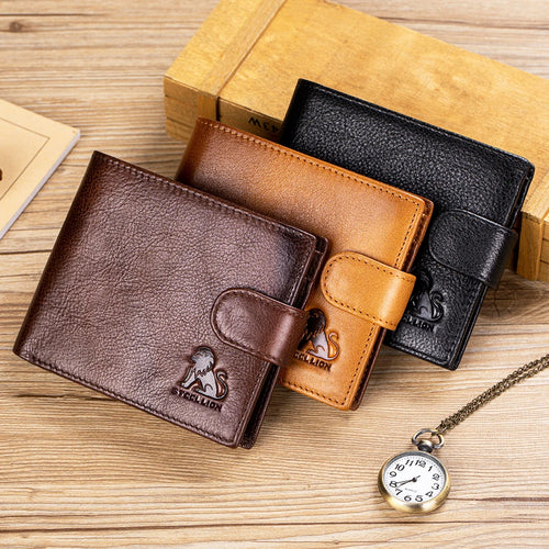 Genuine Leather Bifold Wallet with Snap Closure