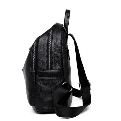 Genuine Leather Women Backpack – Multi-Pocket Luxury