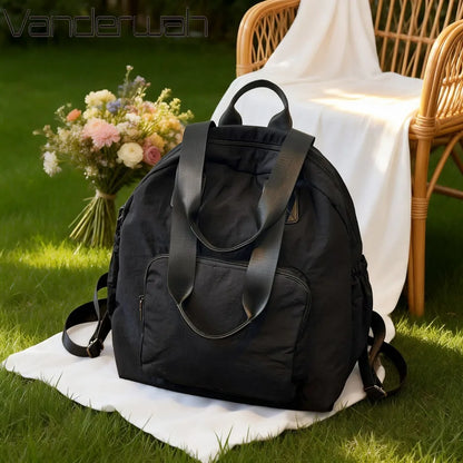 Women's Lightweight Nylon Backpack – Large Capacity Multi-Pocket Daypack