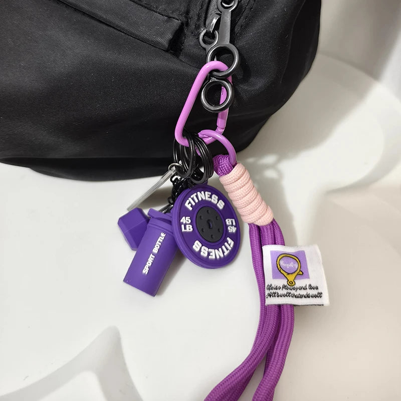 Gym Barbell Fitness Keychain – Silicone Weight Plate Charm