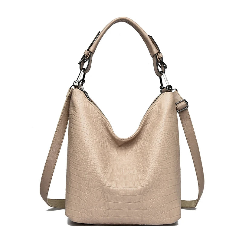 Crocodile Pattern Hobo Bag for Women – Leather Shoulder Crossbody