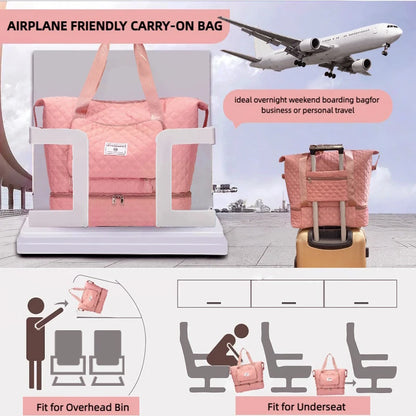 Large Capacity Weekender Bag with Shoe Compartment for Gym & Travel