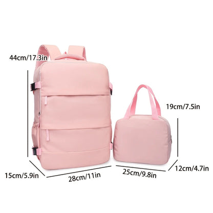 Travel Backpack Set – Carry-On Rucksack with Shoe Compartment & Matching Handbag