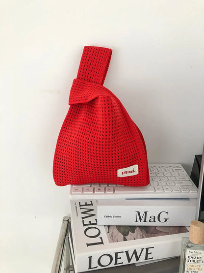 Beach Handbag Girls Summer Rope Hollow Out Hand Woven Shoulder Crossbody Totes Bag Women Knitting