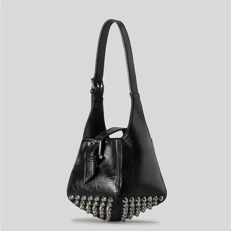 Bucket Bag Women Luxury Designer Handbag Purse Pu Mosaic Belt Buckle Rivet Decoration Underarm