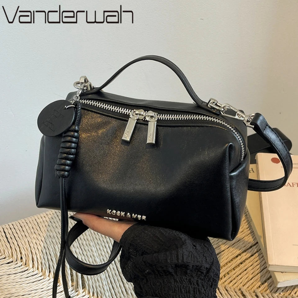 Women's PU Leather Boston Bag – Top Handle Crossbody Shoulder Bag
