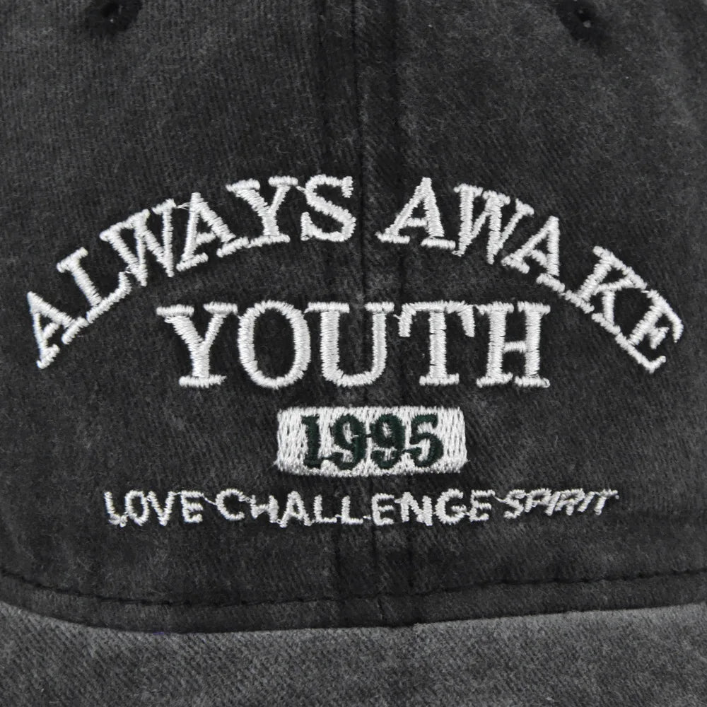 Embroidered Snapback Baseball Cap Vintage Washed Unisex
