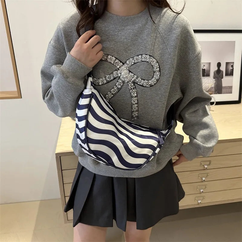 Japanese Style Floral Nylon Crossbody Bag – Crescent Hobo