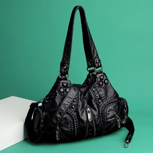 Y2K Punk Rivet PU Leather Tote Shoulder Bag for Women