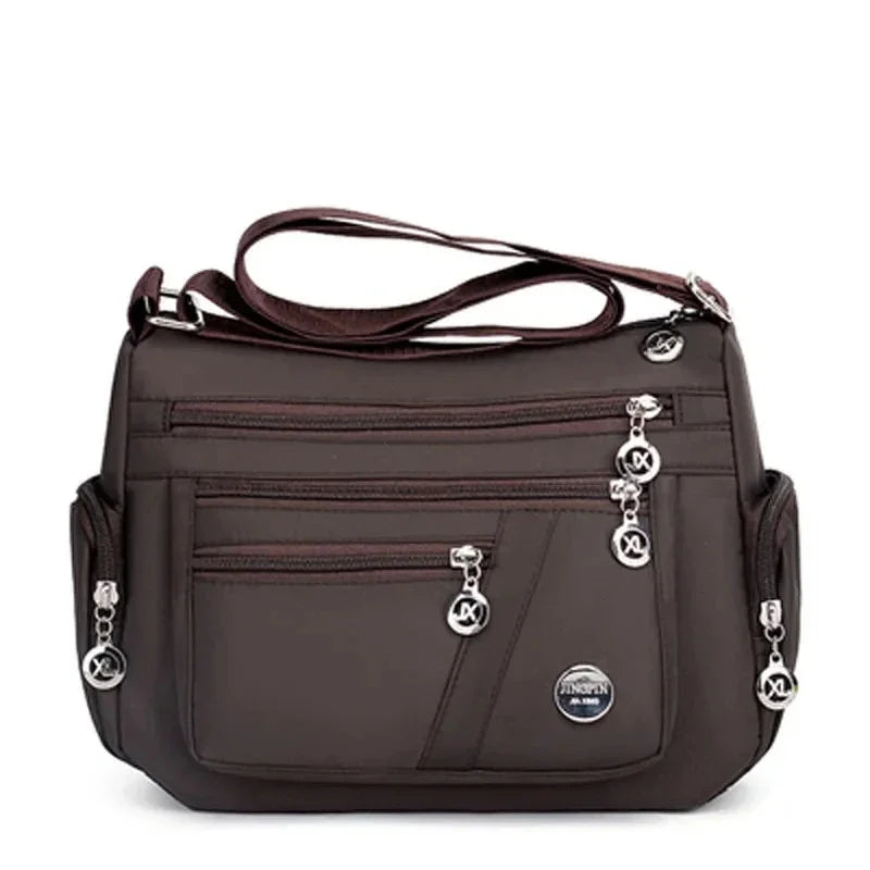 Waterproof Oxford Crossbody Bag – Multi-Zipper Women's Bag