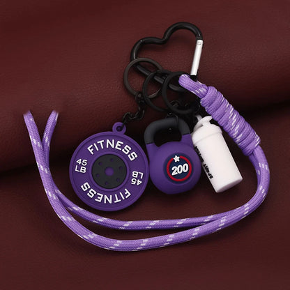 Fitness Gym Keychain Set – Mini Dumbbell, Weight Plate & Shaker Bottle Charm