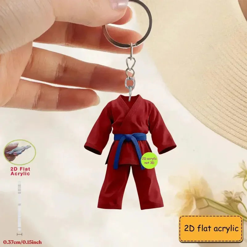 Niche Design Taekwondo Uniform Bag Pendant Fashionable Creative Flat 2d Car Keychain Personality