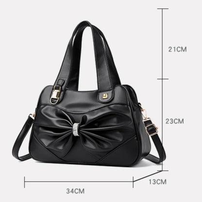 Bow Decor Large Capacity Vegan Leather Handbag