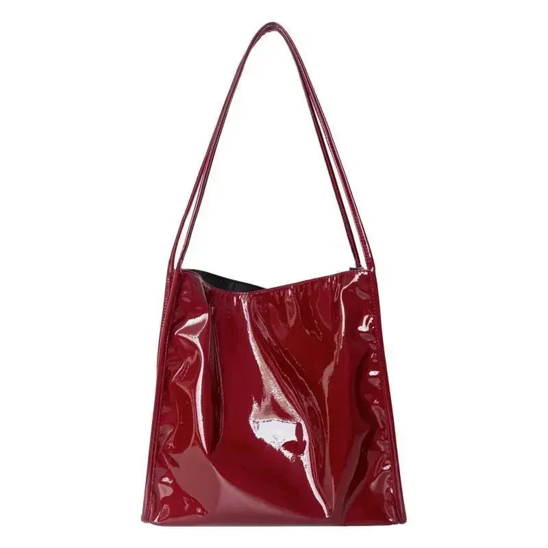 Patent Leather Women's Tote Shoulder Bag – Large Capacity Handbag