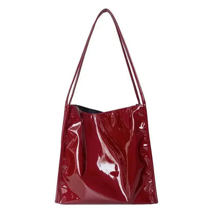 Patent Leather Women's Tote Shoulder Bag – Large Capacity Handbag