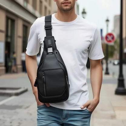 Genuine Leather Sling Bag for Men – Casual Chest & Shoulder Crossbody