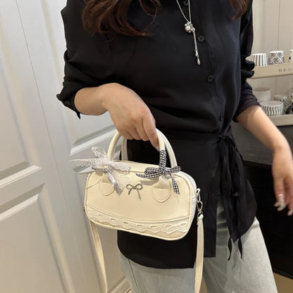 Lace Bow Boston Bag – Mini Crossbody Shoulder Handbag
