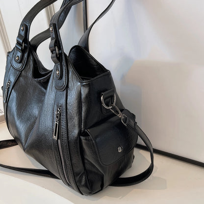 Large Capacity Women's Leather Tote Shoulder Bag