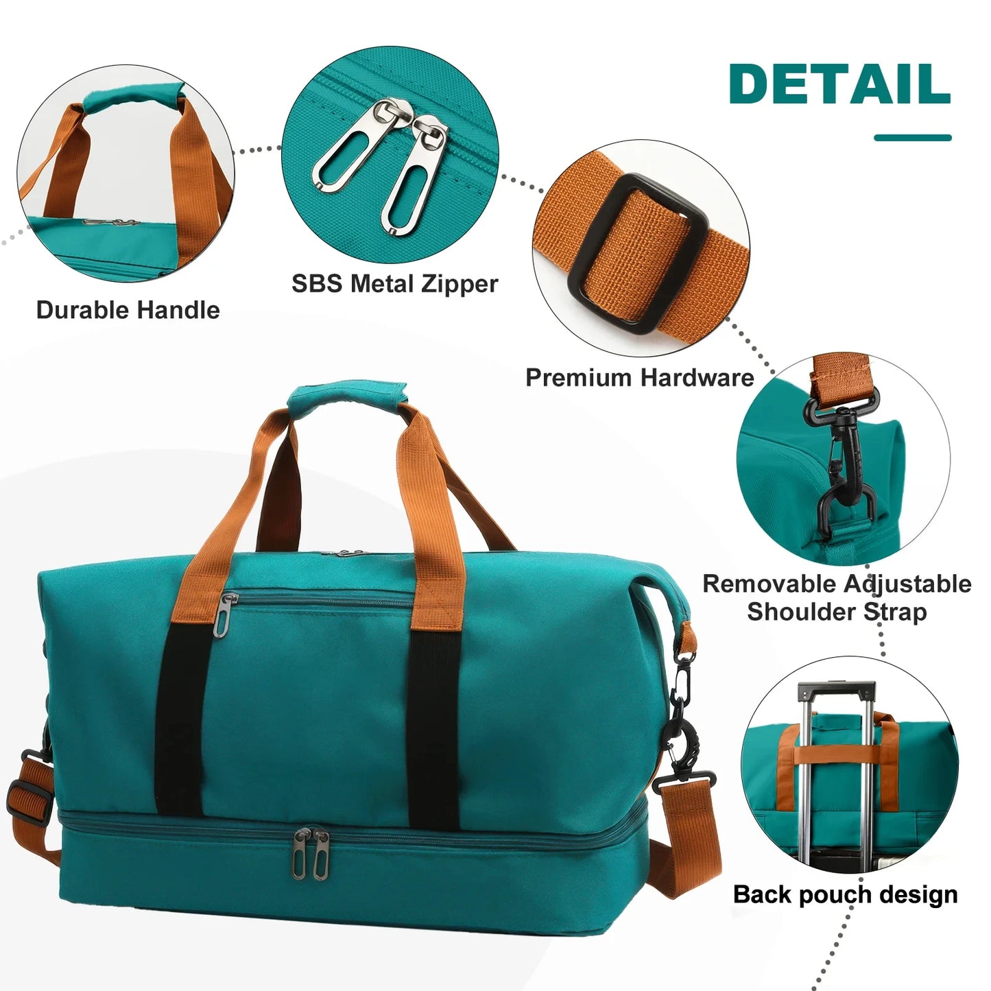 Large Capacity Gym Duffel Bag with Shoe Compartment