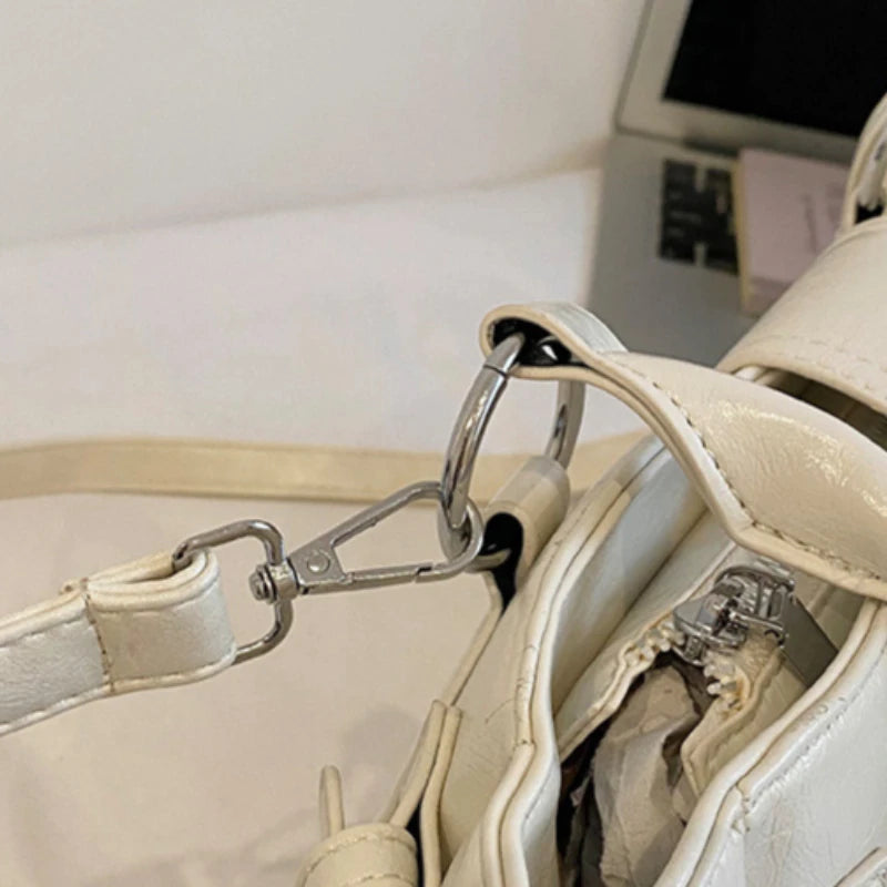 Women's Vintage Leather Handbag – Y2K Chic Shoulder Bag