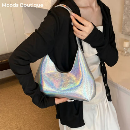 Moods French Style Single Shoulder Bags Women Dazzling Color Patent Leather Underarm Bag Luxury