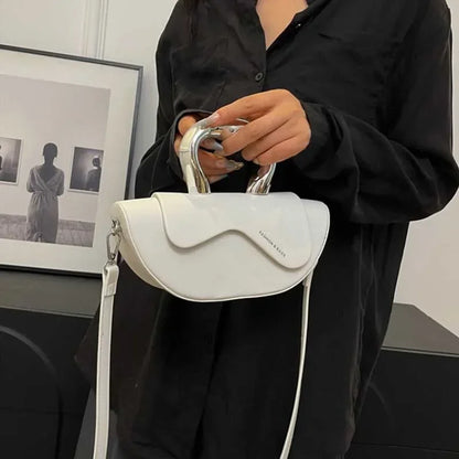 Sculptural Handle Shoulder Bag – Women's PU Leather Crossbody
