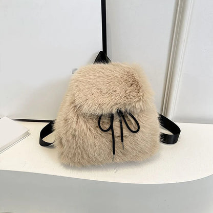 Soft Plush Furry Mini Backpack for Women – Cozy Winter Shoulder Bag