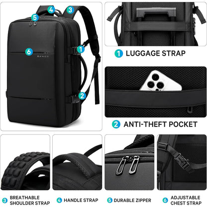 Bange Vacuum Compression Backpack 17" – Expandable Travel & Business Bag