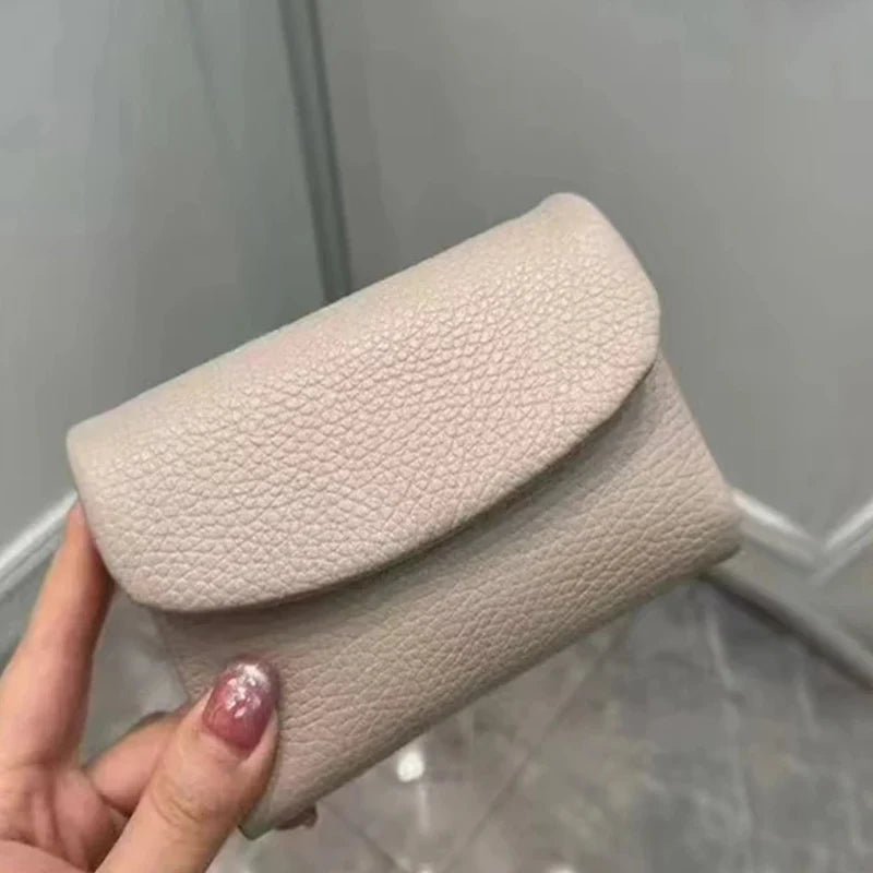Women's Genuine Cowhide Leather Trifold Wallet with Zipper Coin Pocket