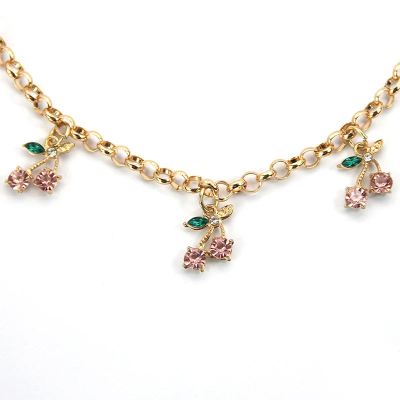 Cherry Crystal Bag Charm Chain – Rhinestone Handbag Accessory