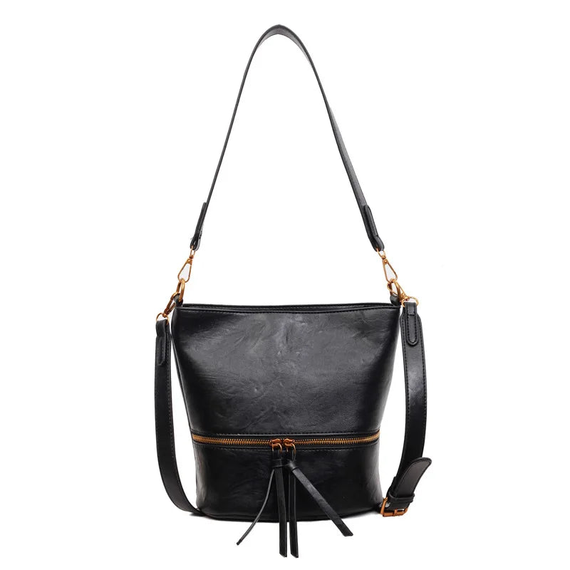 Cross-Border Retro Bag Women S Autumn Winter Versatile Commuter Shoulder Bucket Premium Messenger