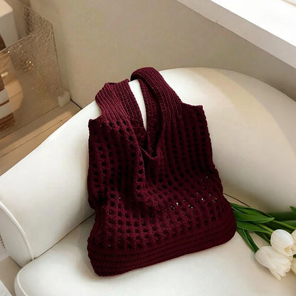 Crochet Tote Bag for Women – Large Hollow Knit Shoulder Bag