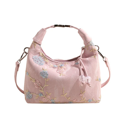 Floral Embroidery Shoulder Bag – Elegant Women's Handbag