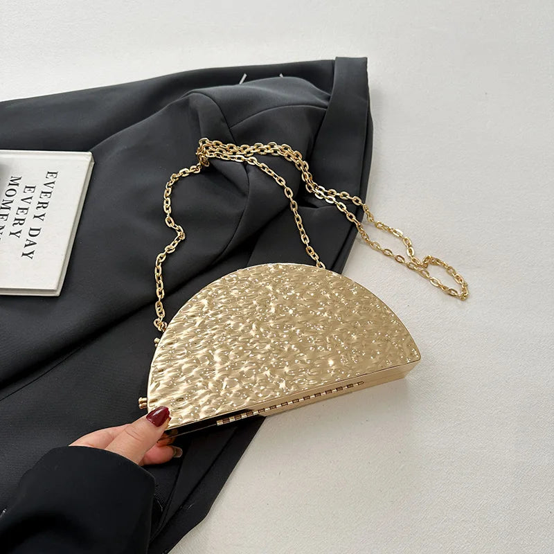 Moods Luxury Golden Evening Bags Women Wedding Dinner Party Chain Shoulder Cross Body Bag Designer