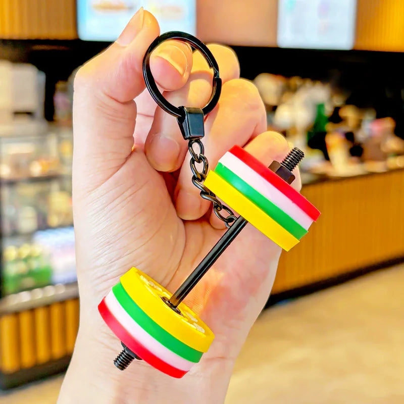 Mini Dumbbell Barbell Keychain – Fitness Bag Charm Pendant