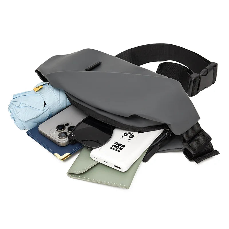 Men's Minimalist PU Waist Bag – Outdoor Sports & Crossbody Pack