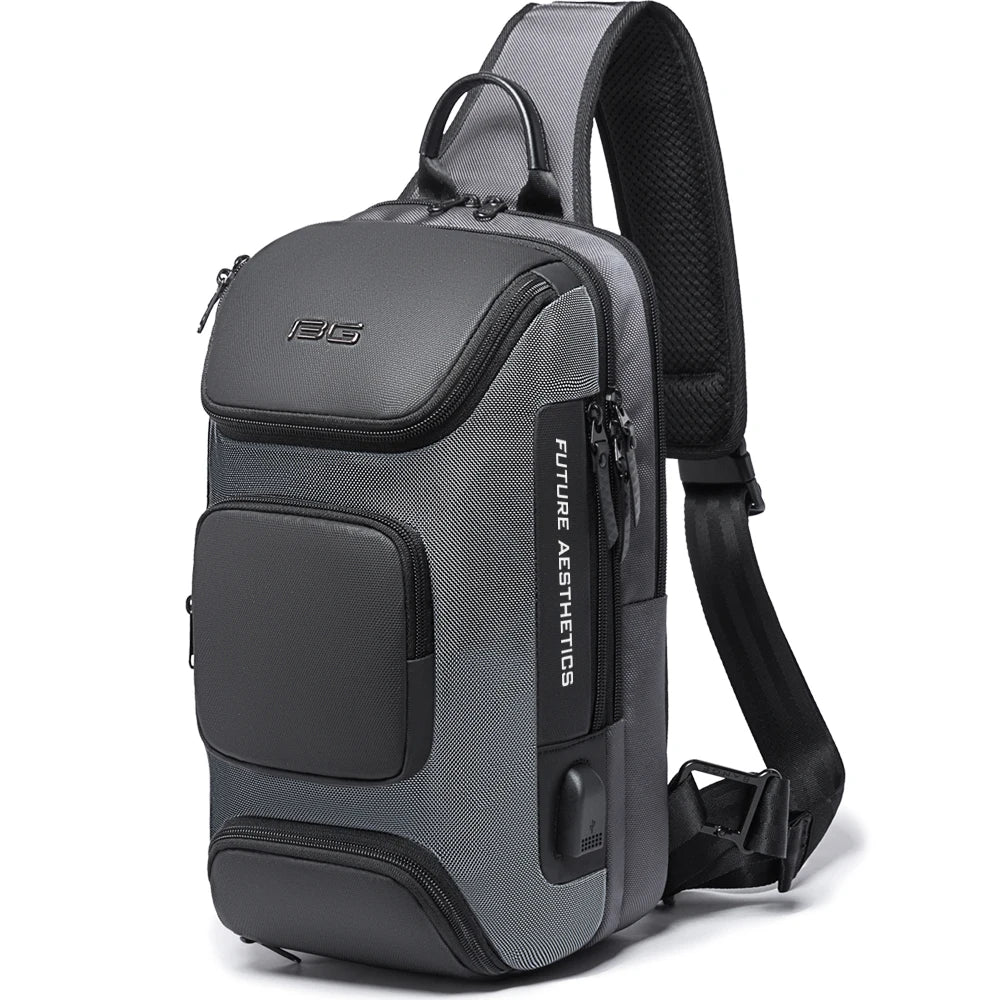 BANGE Men's Anti-Theft Crossbody Sling Bag with USB Charging Port