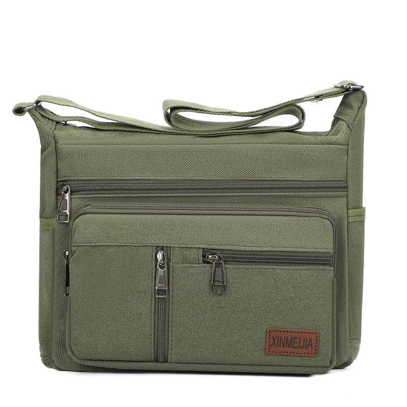 Men's Canvas Crossbody Shoulder Bag Multi-Compartment