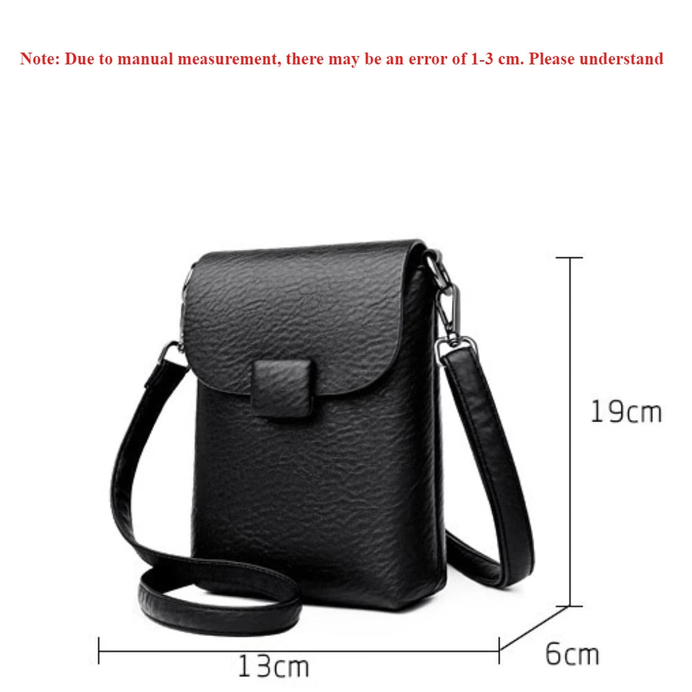 Women's Small Crossbody Phone Bag – Soft Leather Flap Purse